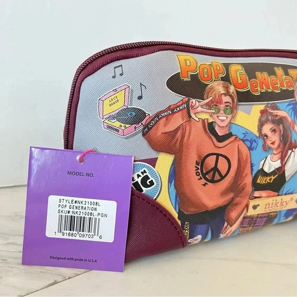 Nikky By Nicole Lee Large Oval Makeup Pouch Cosmetic Bag Pop Generation Gray - Picture 5 of 6